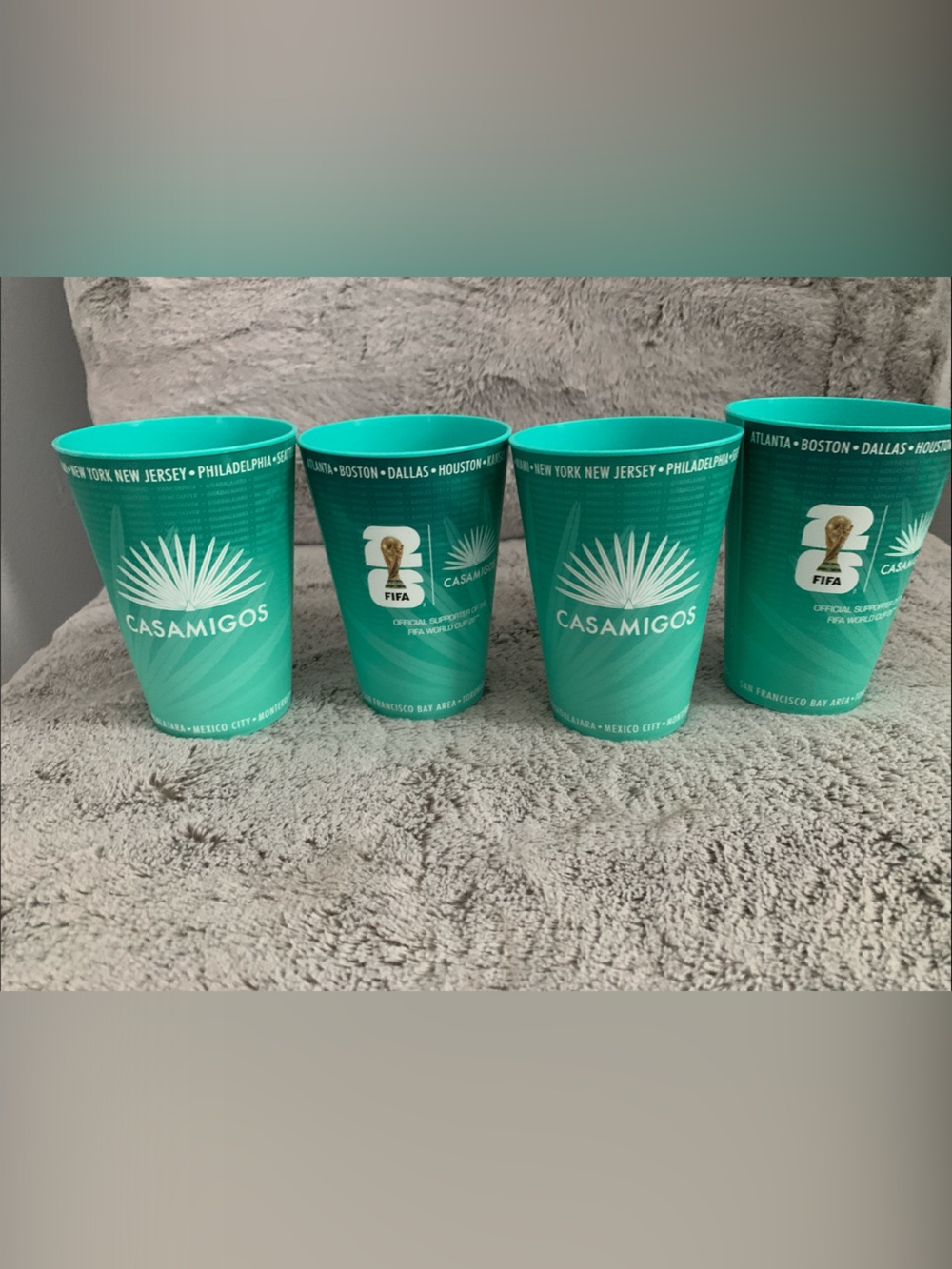 🆕- FIFA &  Casamigos Teal Branded Tumbler Cups - Set of 4